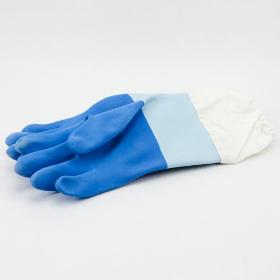 Guantes látex azul puño largo