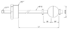 Nivel Recto, rosca, montaje exterior, conector-NFR5D