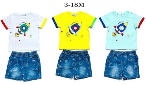 Conjunto Infantil de Verano con Camiseta y Shorts Estampados