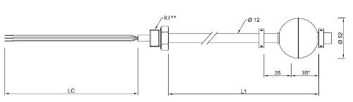 Nivel Recto, rosca, montaje interior, cable - NFR5IC